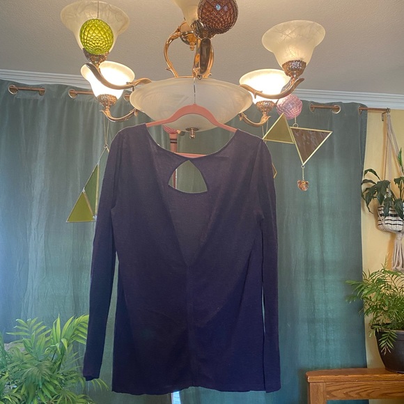 2️⃣ for 1️⃣ Open Back Long Sleeve Tops  |  Anthro | Marled Grey & Purple - Picture 3 of 6